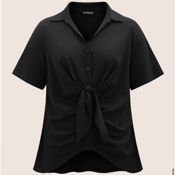 BloomChic Plus Size XL Black Tie-Front Blouse us14-16 - Picture 6 of 6
